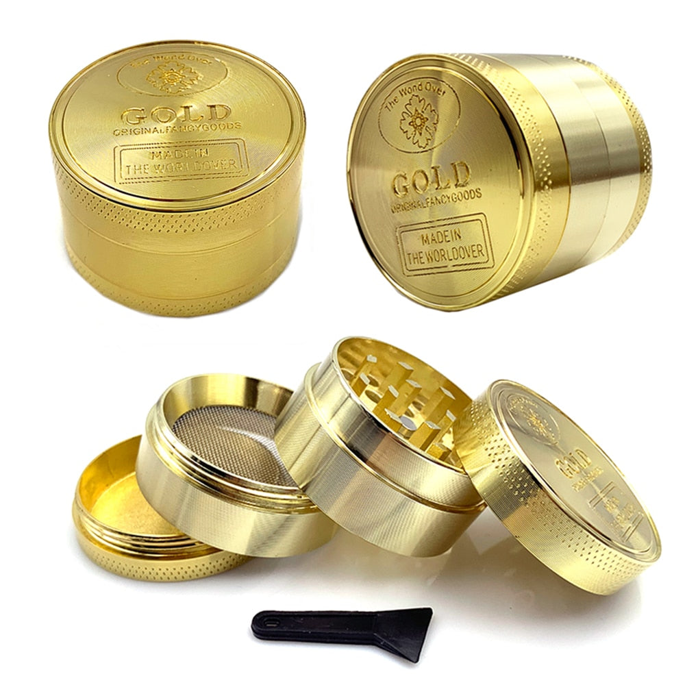 4 Piece metal herb grinder golden